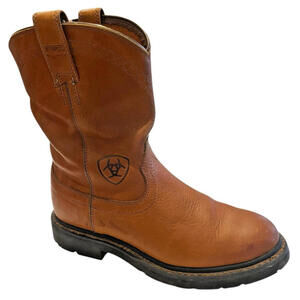 Ariat Work Boots Leather Cowboy Mens Sz 8D Western Sierra Wellington Brown